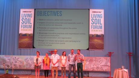 The Living Soil Forum core team during closing plenary. Photo: Anneli Sundin