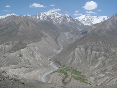 "The grass is always greener on the other side." Looking up a typical Pamiri valley across the Amu Darya. Less than 3% of the land in the Pamirs is arable. This photo is of Afghanistan, taken in Tajikistan. Photo courtesy of Jamila Haider.